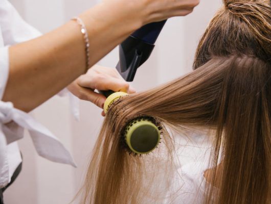 hair being blown dry