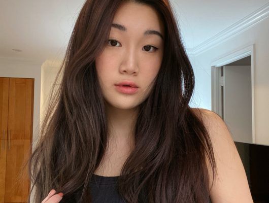 woman with dark brown hair