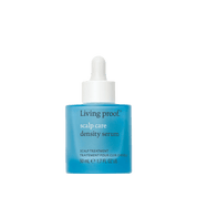 A blue bottle with a white dropper cap labeled Scalp Care Density Serum, a scalp treatment for hair growth, 50 mL / 1.7 FL OZ.
