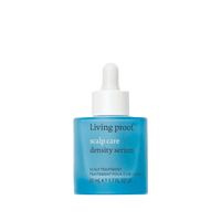 A blue bottle with a white dropper cap labeled Scalp Care Density Serum, a scalp treatment for hair growth, 50 mL / 1.7 FL OZ.