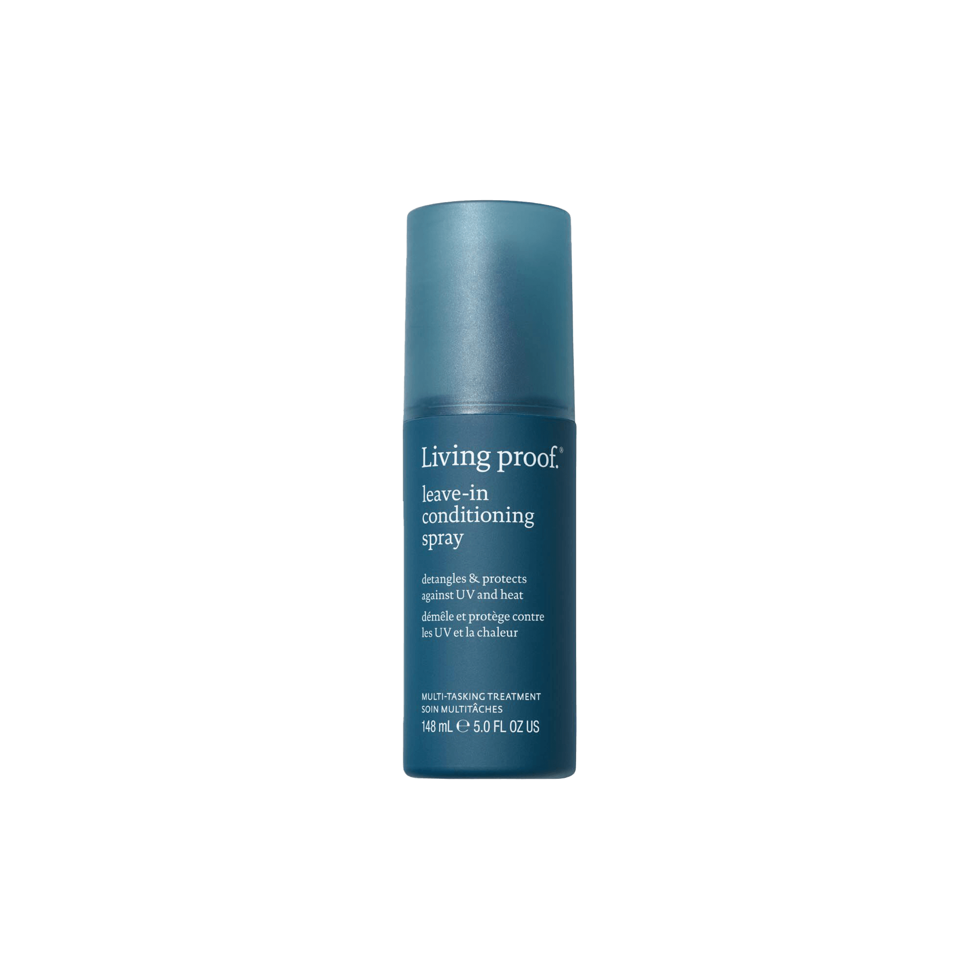 A blue 150 ml (5.0 fl oz) bottle of Leave-In Conditioning Spray, a wash day essential for weightless conditioning and lasting detangling, features white text on the front.