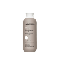 A 236ml (8 fl oz) bottle of No Frizz Smooth Styling Cream for medium hair, with a taupe body, white cap, and front label—ideal for frizz control and sleek styling.