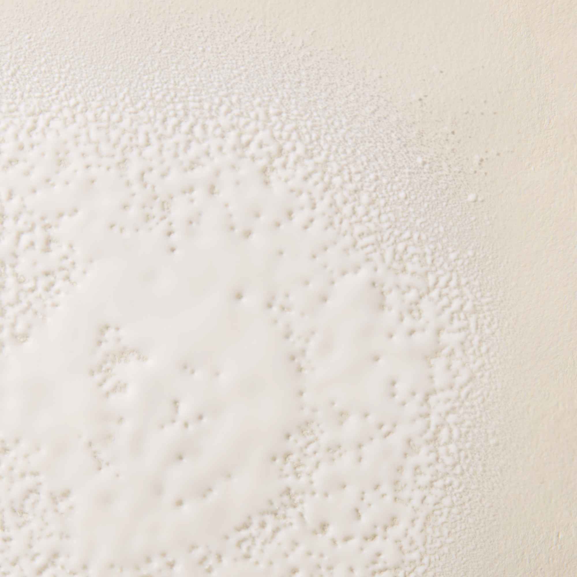 The No Frizz Smooth Styling Spray features a white and cream-colored textured surface with clusters of small dots and a cloudy pattern, similar to detangling powder or mold on a light background.