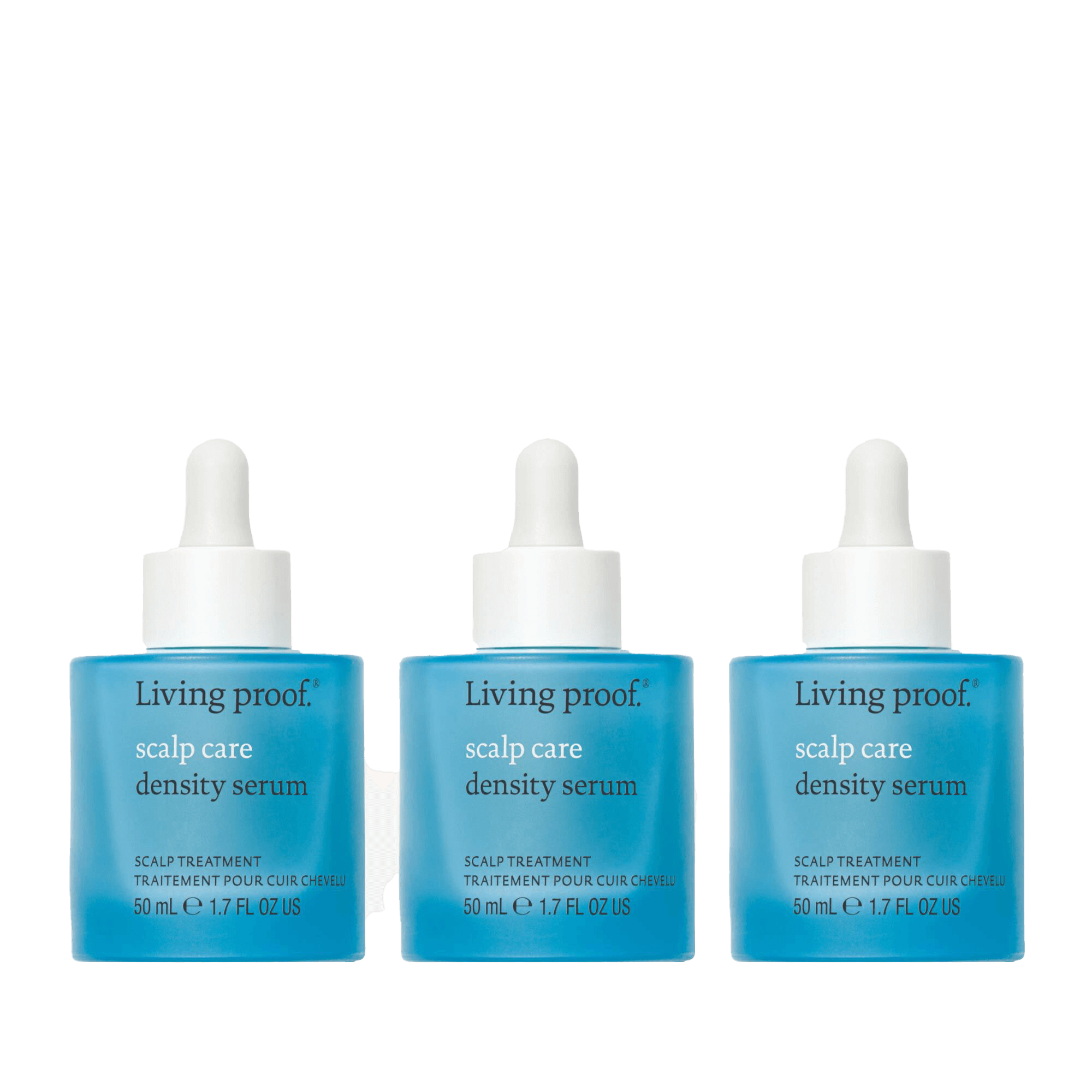 Three Scalp Care density serum bottles