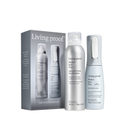 The Style Refresh Set is the perfect holiday gift, featuring a silver box, a tall can of dry shampoo spray, and a light gray bottle of style refresh mist—each labeled Perfect hair Day. The products are arranged side by side on a white background.