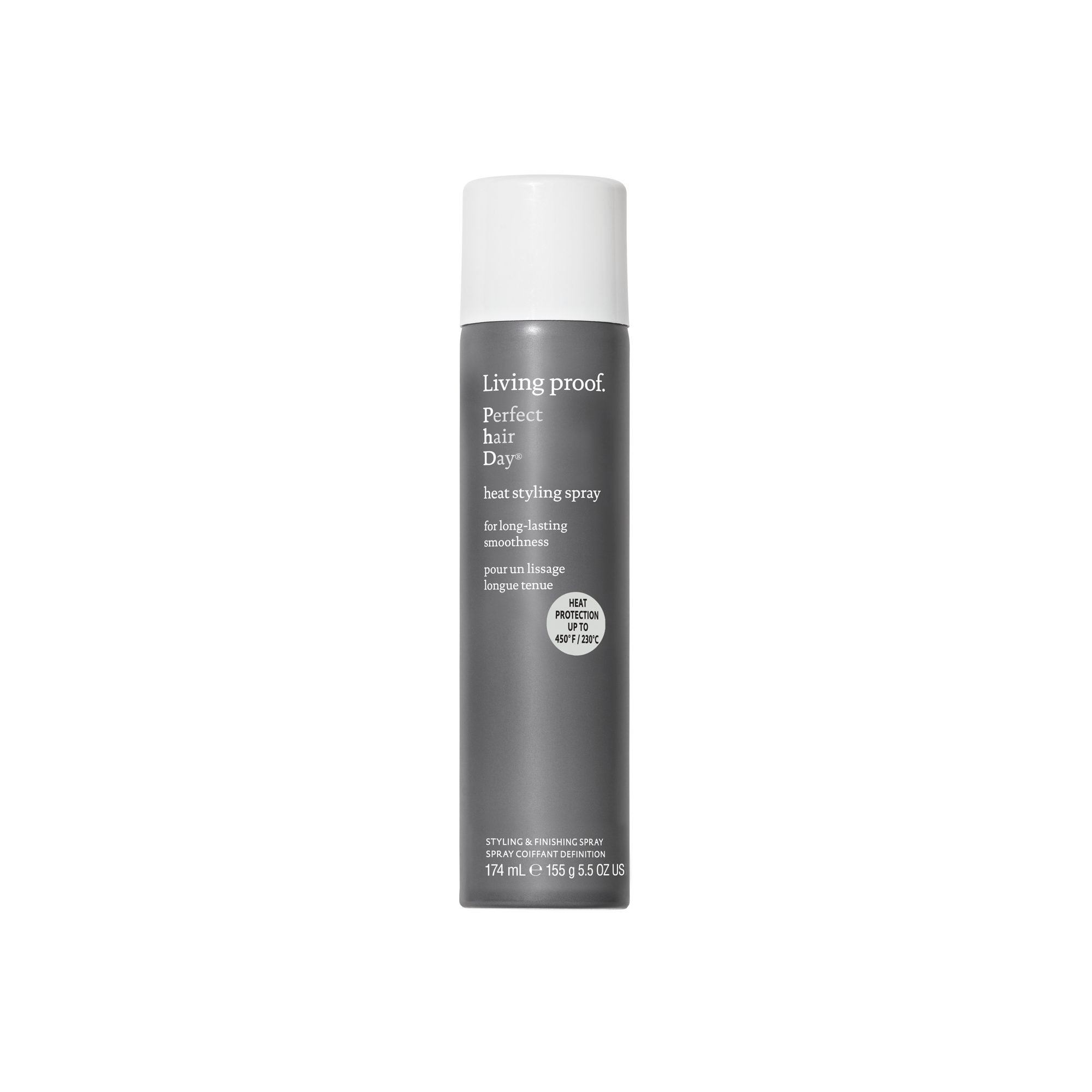 Living Proof hair spray bottle on a white background