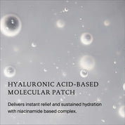Hyaluronic acid-based molecular patch with text on a gray background