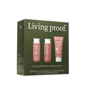 Living Proof hair care set packaging on a white background