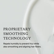 No Frizz Smooth Styling Cream shown on a sleek, light background with text: Proprietary Smoothing Technology. Repels humidity, smooths, and aligns medium hair to deliver lasting frizz control.