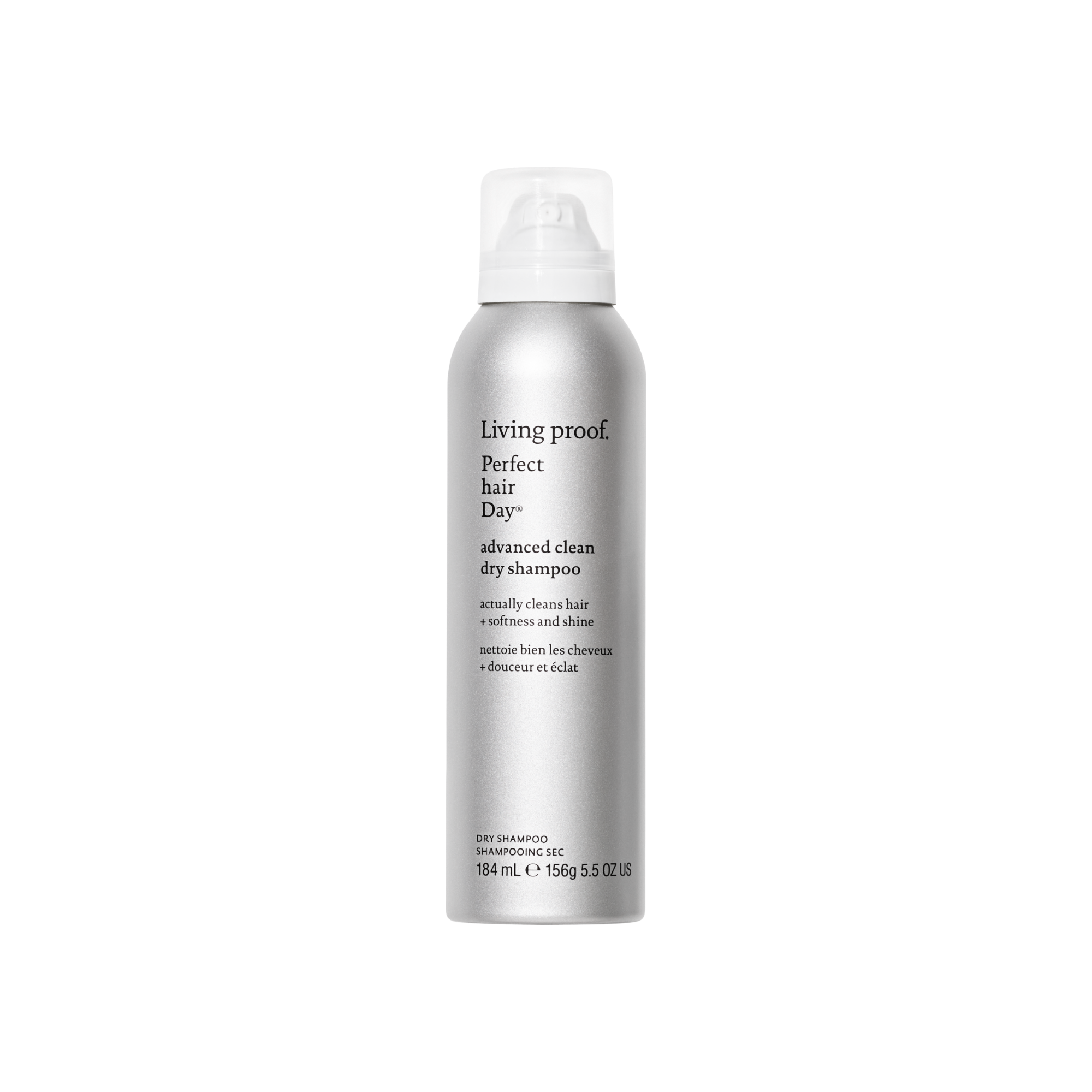 Living Proof dry shampoo bottle on a white background