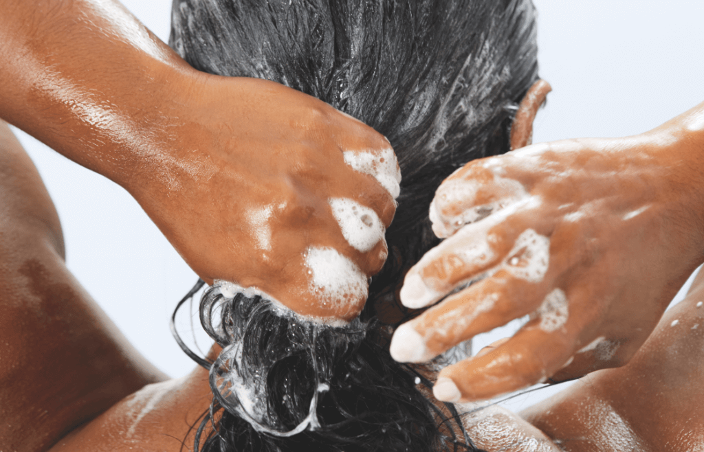 woman washing her hair